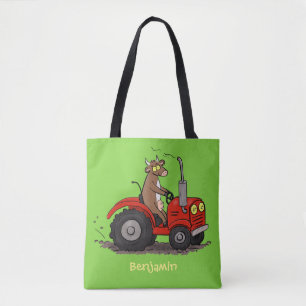Tote Bag Jolie vache heureuse conduisant un dessin animé de