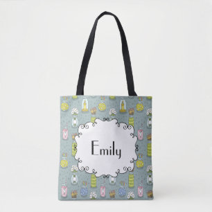 Tote Bag Jolies fleurs artsy pastel en bocal Monogramme