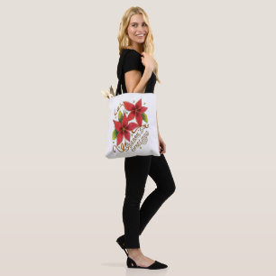 Tote Bag Jolies salutations de la saison de Noël avec poins