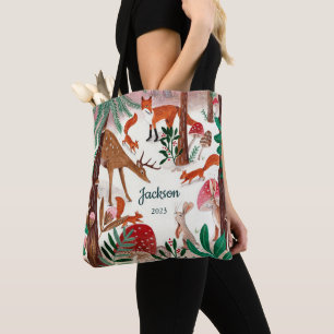 Tote Bag Jolis Animaux de la Forêt de Noël
