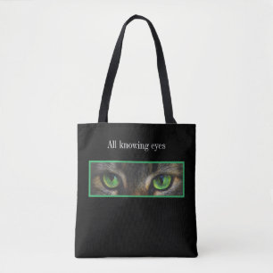 Tote Bag Jolis yeux de chat sur fond noir