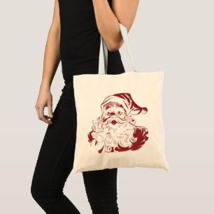 Tote Bag Jolly Santa Claus dans Red Fun Retro Joyeux Noël