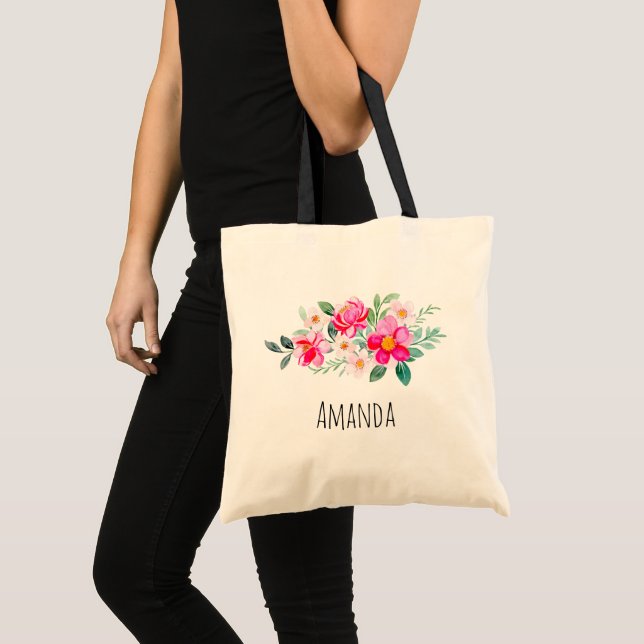 Tote Bag Jouer Joli Bouquet de Fleur Rose (Devant (produit))