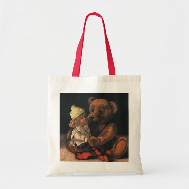 Tote Bag Jouets de Noël, poupée et ours en peluche (Devant)
