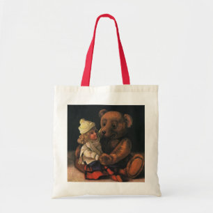 Tote Bag Jouets de Noël vintage, poupée et ours en peluche