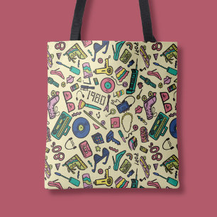 Tote Bag Joueur 1980s Doodle Art Motif