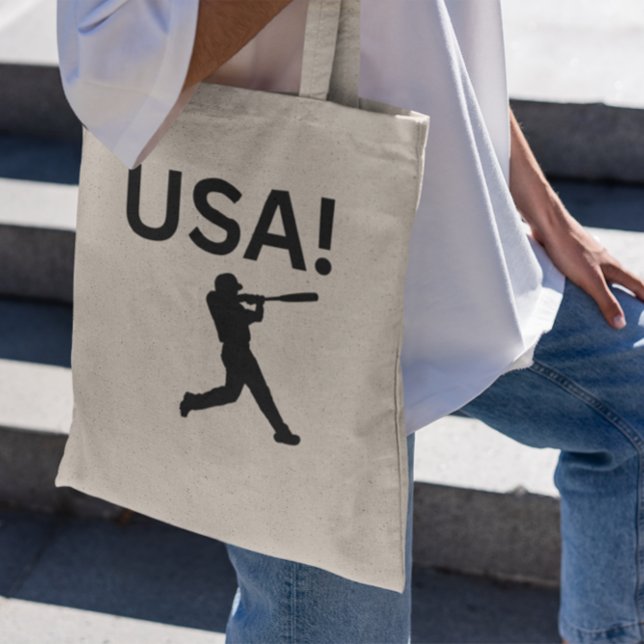 Tote Bag joueur de baseball américain utilisant dot comme b (Créateur téléchargé)