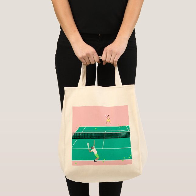Tote Bag Joueur de Match Art Moderne Pink Green (Devant (produit))