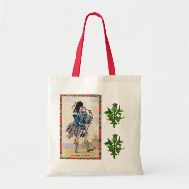 Tote Bag Joueur de pipeau écossais, l'oscillation du kilt (Devant)
