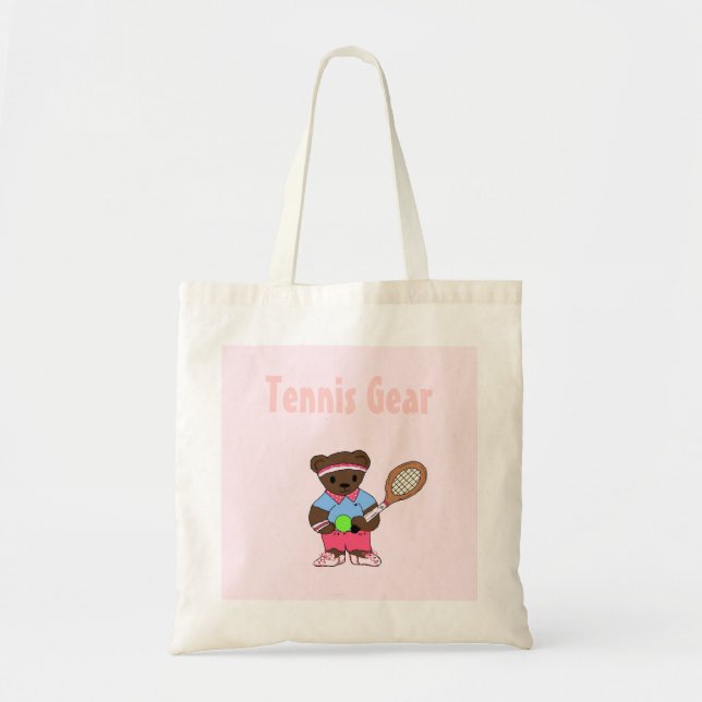 Tote Bag Joueur de tennis Ours rose (Devant)