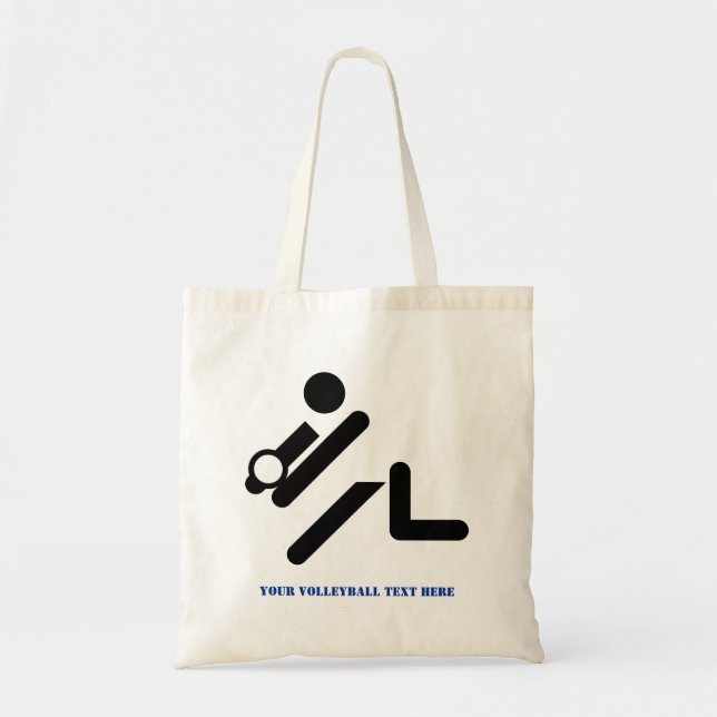 Tote Bag Joueur de volley-ball noir, blanc, bleu icon custo (Devant)
