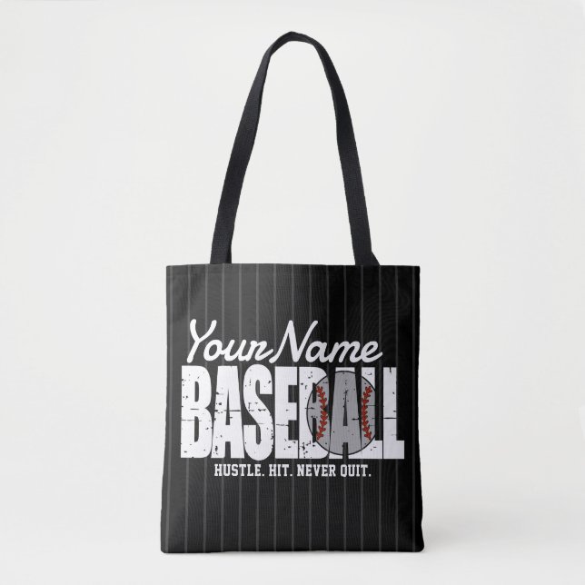 Tote Bag Joueur d'équipe de baseball rétro AJOUTER NOM Pins (Devant)
