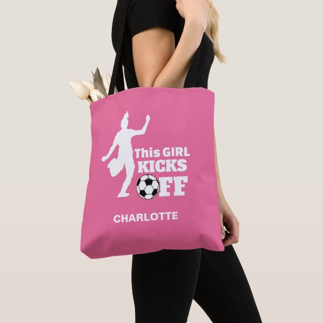 Tote Bag Joueuse de soccer Personnalisée Graphisme (De près)