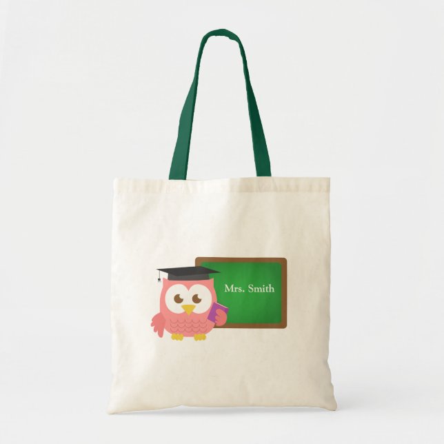 Tote Bag Jour d'appréciation de professeur, hibou rose (Devant)