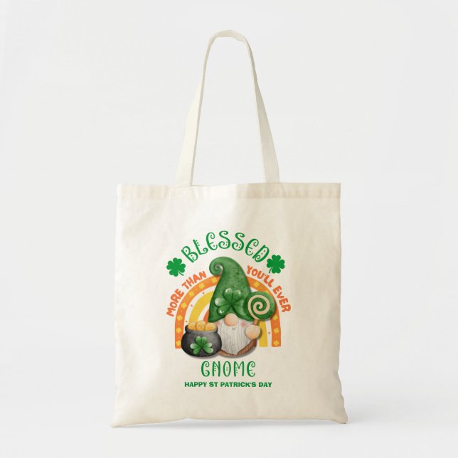 Tote Bag Jour de la Saint Patrick BLESSEE Green Irish Gnome (Devant)
