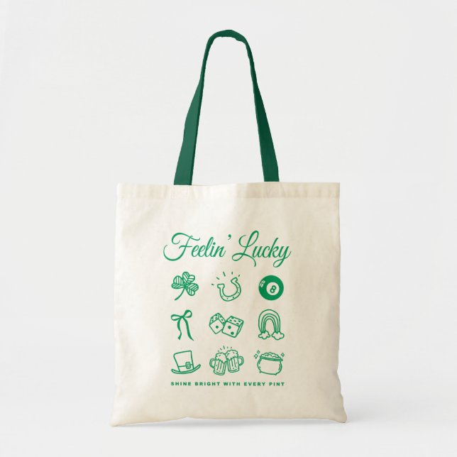Tote Bag Jour de la Saint Patrick Cute Doodle Art Lucky Iri (Devant)
