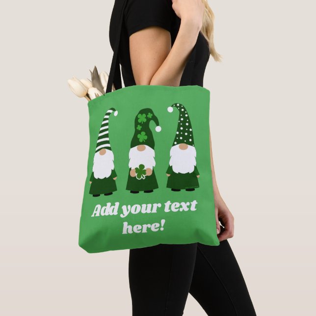 Tote Bag Jour de la Saint Patrick Gnomes mignon Personnalis (De près)