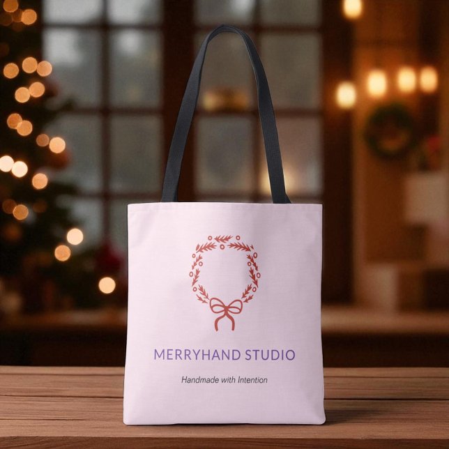 Tote Bag Jour de Noël blanc rose main tiré (Créateur téléchargé)