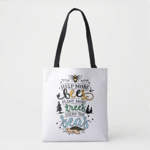 Tote Bag Jour des terres citation aider les abeilles plante