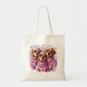 Tote Bag Jour des Valentines Chiens d'or