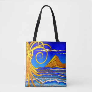 Tote Bag Jour ensoleillé à la plage Aquarelle Peinture Four