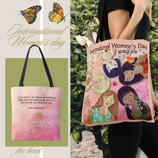 Tote Bag Journée internationale de la femme Rose féminine (International Women's Day Pink Feminine Tote Bag)
