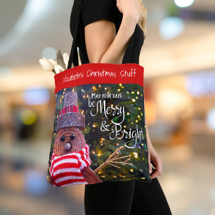Tote Bag Jours Soyez Joyeux Brillant Russe Noël Snowman Nom