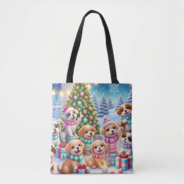 Tote Bag Joyeuse collection de marionnettes de Noël (Devant)