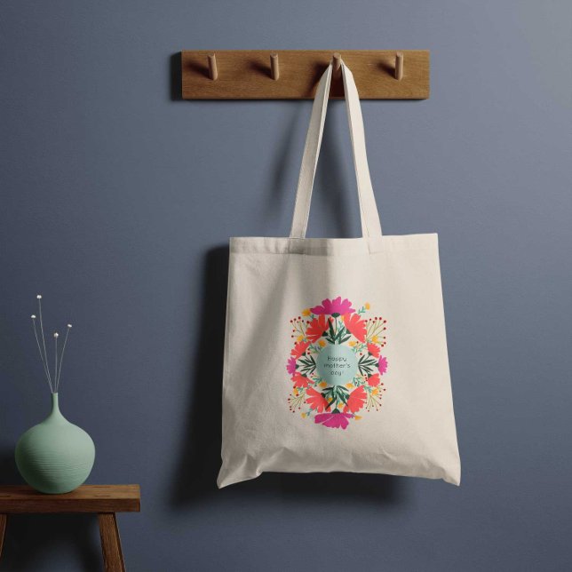 Tote Bag Joyeuse fête de la mère fleurie (Créateur téléchargé)