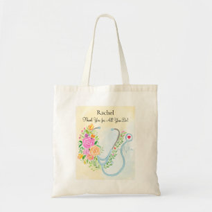 Tote Bag Joyeuse Fête des Infirmières Fleur Stéthoscope App