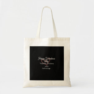 Tote Bag Joyeuse Saint-Valentin cœur rouge paillettes noir