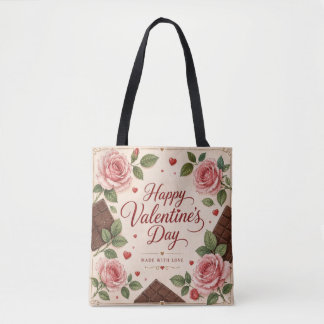 Tote Bag Joyeuse Saint Valentin Roses Roses Chocolats