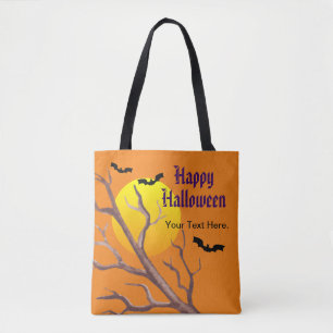 Tote Bag Joyeuses chauves-souris d'Halloween et la lune
