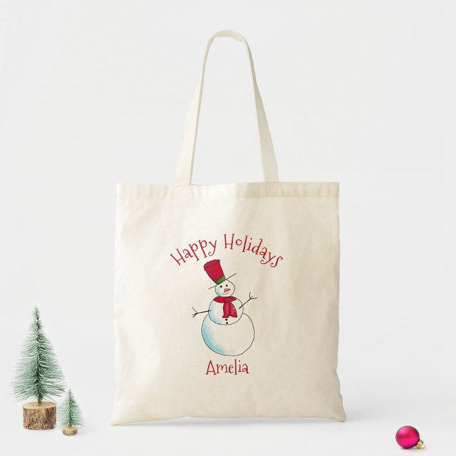 Tote Bag Joyeuses fêtes Noël Snowman (Créateur téléchargé)