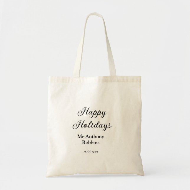 Tote Bag Joyeuses vacances ajouter nom date année simple mi (Devant)