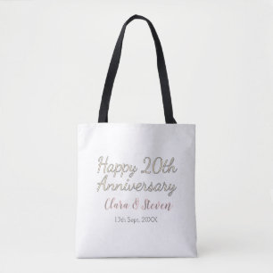 TOTE BAG JOYEUX 20E ANNIVERSAIRE DE MARIAGE NOM PINK GRAY P