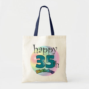 Tote Bag Joyeux 35e anniversaire (blauw)