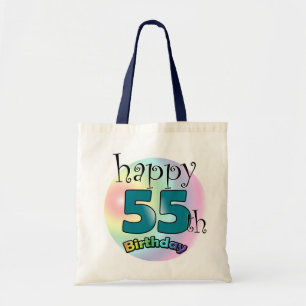 Tote Bag Joyeux 55e anniversaire (blauw)