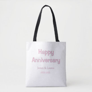 Tote Bag Joyeux anniversaire de mariage nom date année rose