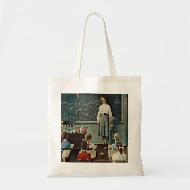 Tote Bag Joyeux anniversaire, Miss Jones par Norman Rockwel (Devant)