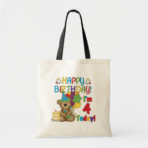 Tote Bag Joyeux anniversaire Teddy Bear 4th T-shirts et cad