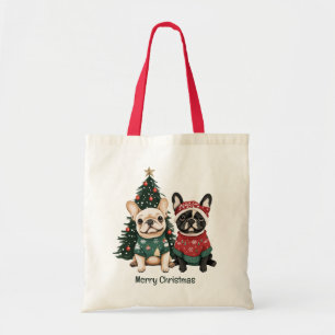 Tote Bag Joyeux Buldogs français de Noël