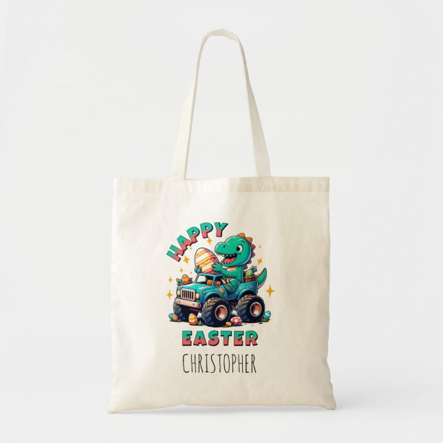 Tote Bag Joyeux Camion de Monster de Dinosaure de Pâques Ka (Devant)