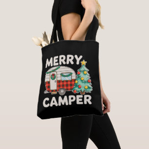 Tote Bag Joyeux Campeur Noël Vintage Décor Arbre de Noël