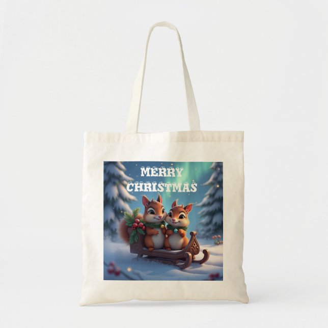 Tote Bag Joyeux Chipmunks de Noël (Devant)