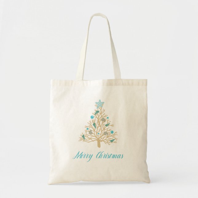 Tote Bag Joyeux coquillage de Noël Arbre de Noël (Devant)