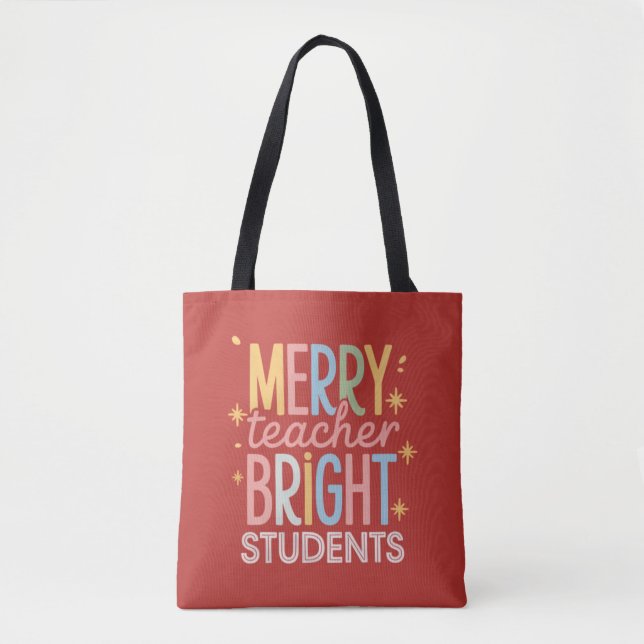 Tote Bag Joyeux enseignant Étudiants brillants Noël Funny N (Devant)