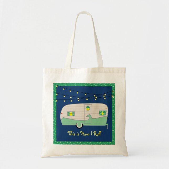 Tote Bag Joyeux Glamper Green Vintage (Devant)