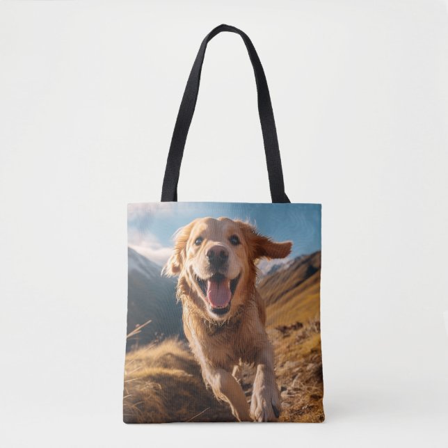 Tote Bag Joyeux Golden Retriever en cours (Devant)