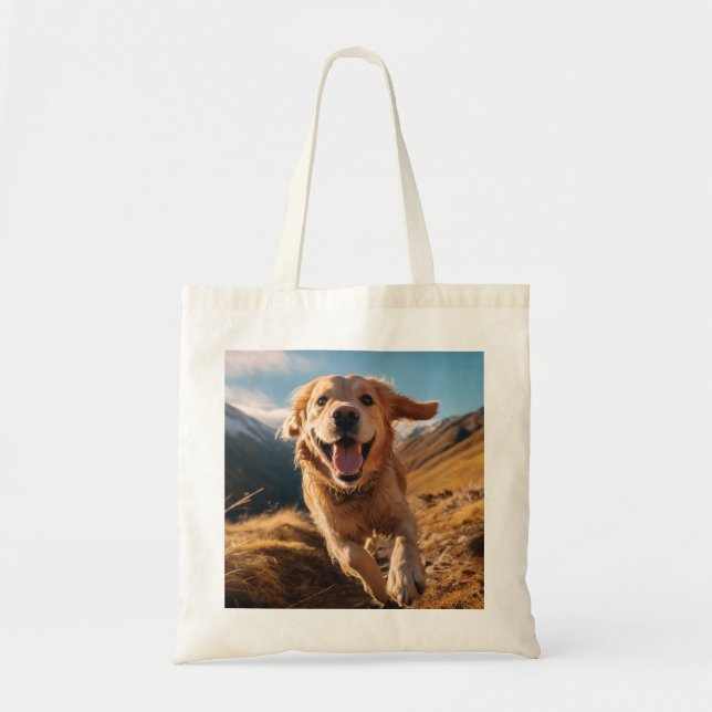 Tote Bag Joyeux Golden Retriever en cours (Devant)